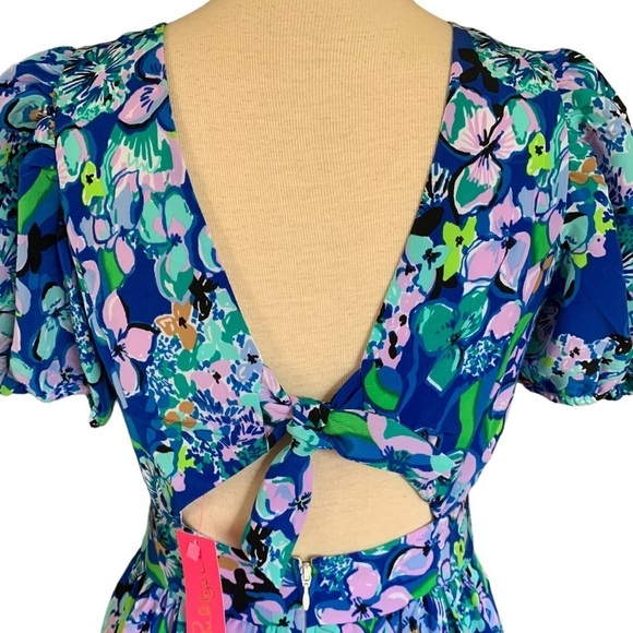 LILLY PULITZER 6 Blue Tiered midi dress Grace in Blue Grotto Twilight Tr… - Picture 7 of 14
